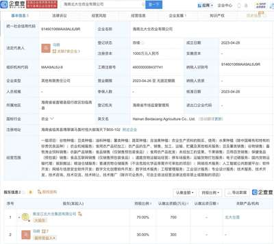 北大仓集团于海南新设农业公司